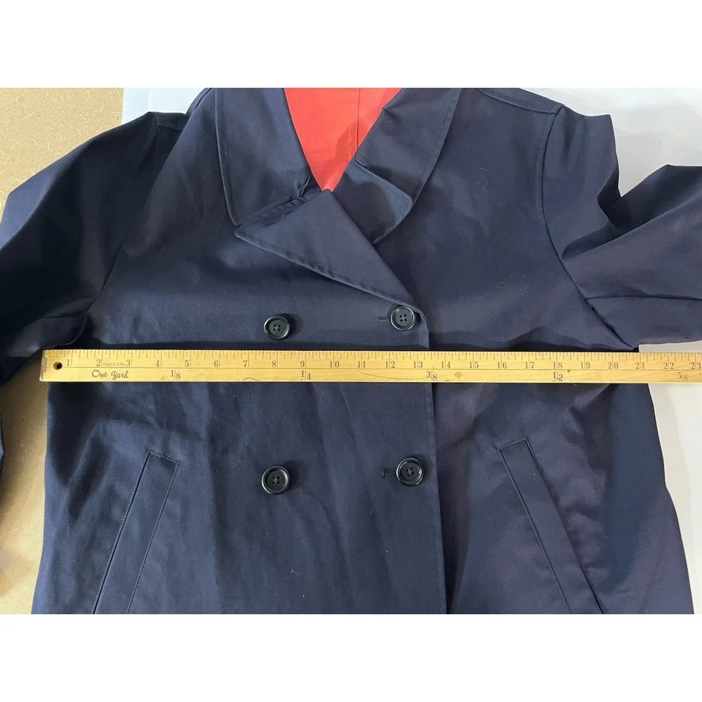 Lands' End Navy Blue Double Breasted Collared Lightweight Prep Jacket Size 10-12